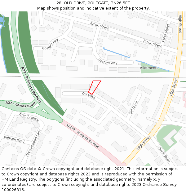 28, OLD DRIVE, POLEGATE, BN26 5ET: Location map and indicative extent of plot