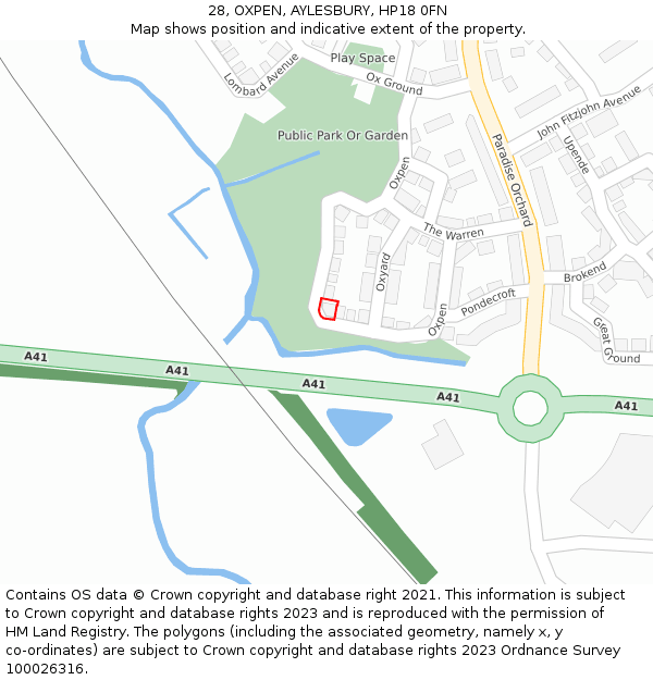 28, OXPEN, AYLESBURY, HP18 0FN: Location map and indicative extent of plot