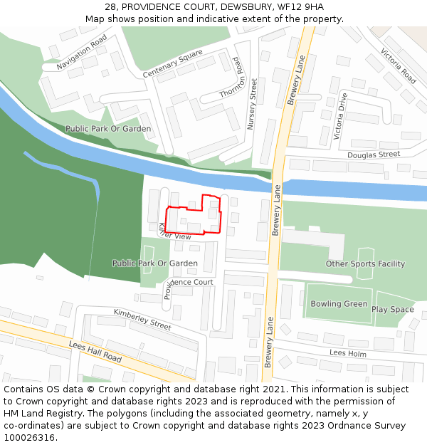 28, PROVIDENCE COURT, DEWSBURY, WF12 9HA: Location map and indicative extent of plot