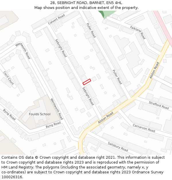28, SEBRIGHT ROAD, BARNET, EN5 4HL: Location map and indicative extent of plot