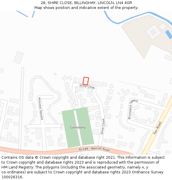 28, SHIRE CLOSE, BILLINGHAY, LINCOLN, LN4 4GR: Location map and indicative extent of plot