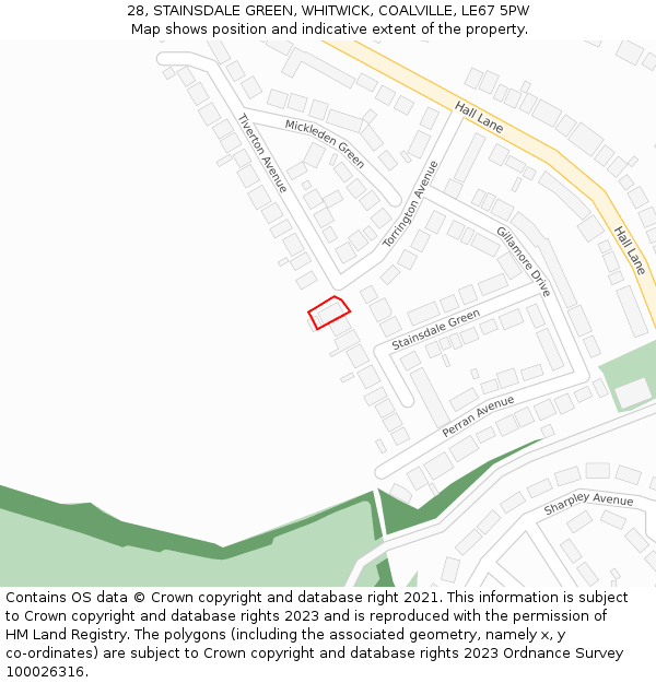 28, STAINSDALE GREEN, WHITWICK, COALVILLE, LE67 5PW: Location map and indicative extent of plot