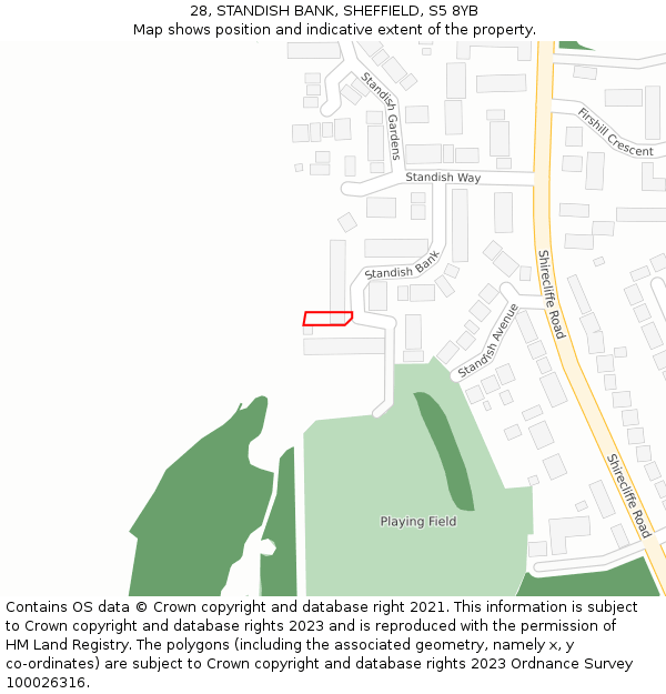 28, STANDISH BANK, SHEFFIELD, S5 8YB: Location map and indicative extent of plot