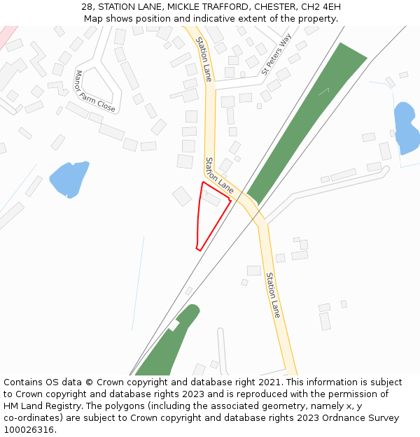 28, STATION LANE, MICKLE TRAFFORD, CHESTER, CH2 4EH: Location map and indicative extent of plot