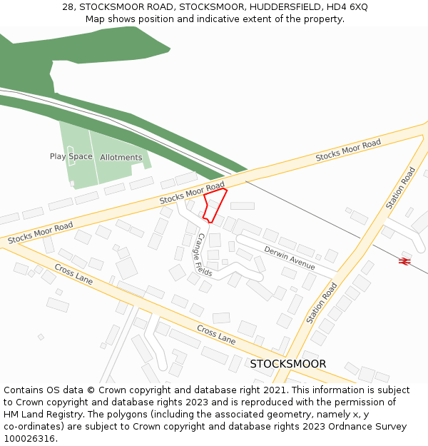 28, STOCKSMOOR ROAD, STOCKSMOOR, HUDDERSFIELD, HD4 6XQ: Location map and indicative extent of plot