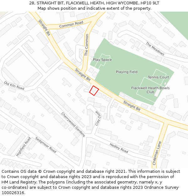 28, STRAIGHT BIT, FLACKWELL HEATH, HIGH WYCOMBE, HP10 9LT: Location map and indicative extent of plot
