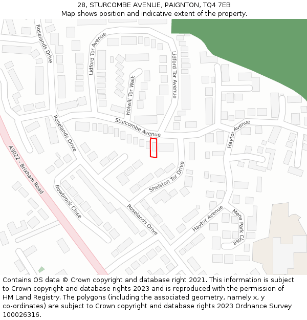 28, STURCOMBE AVENUE, PAIGNTON, TQ4 7EB: Location map and indicative extent of plot