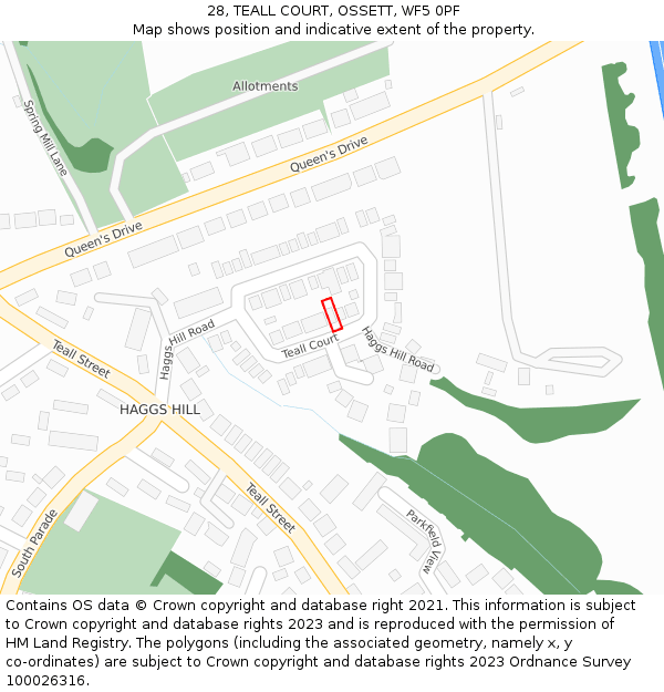 28, TEALL COURT, OSSETT, WF5 0PF: Location map and indicative extent of plot