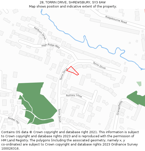 28, TORRIN DRIVE, SHREWSBURY, SY3 6AW: Location map and indicative extent of plot