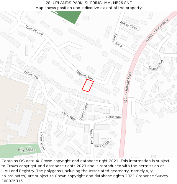 28, UPLANDS PARK, SHERINGHAM, NR26 8NE: Location map and indicative extent of plot