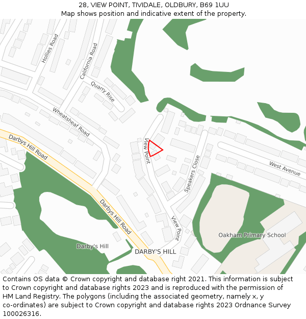 28, VIEW POINT, TIVIDALE, OLDBURY, B69 1UU: Location map and indicative extent of plot
