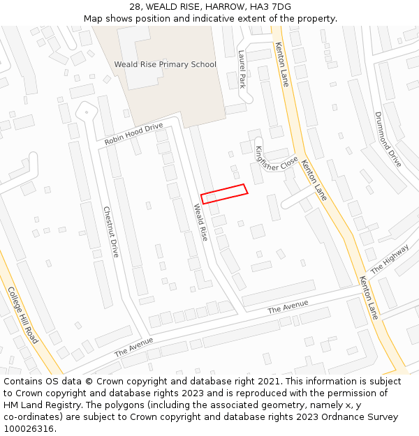 28, WEALD RISE, HARROW, HA3 7DG: Location map and indicative extent of plot