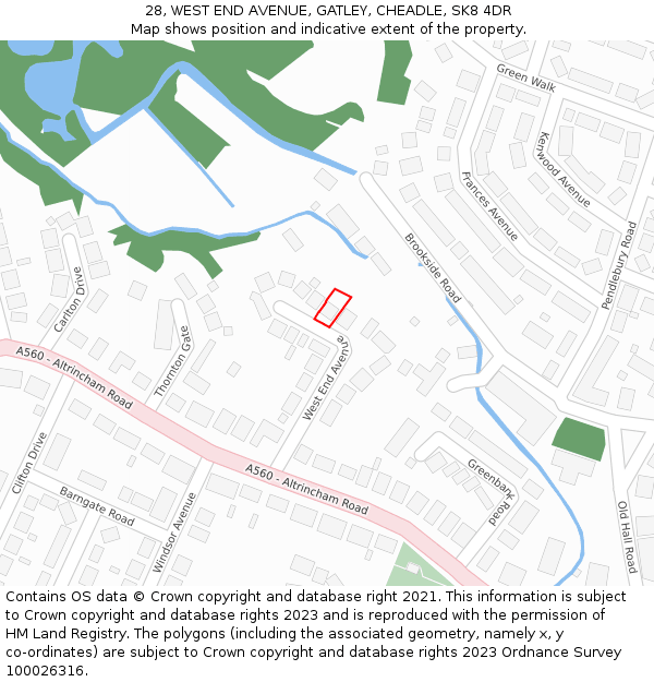 28, WEST END AVENUE, GATLEY, CHEADLE, SK8 4DR: Location map and indicative extent of plot