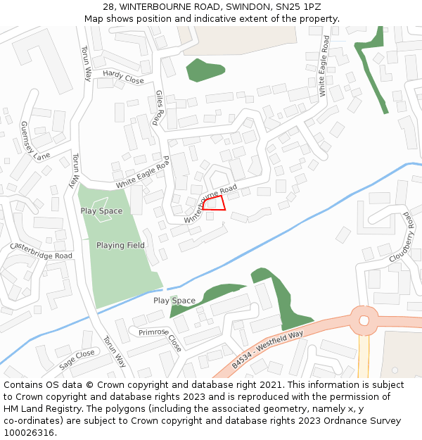 28, WINTERBOURNE ROAD, SWINDON, SN25 1PZ: Location map and indicative extent of plot