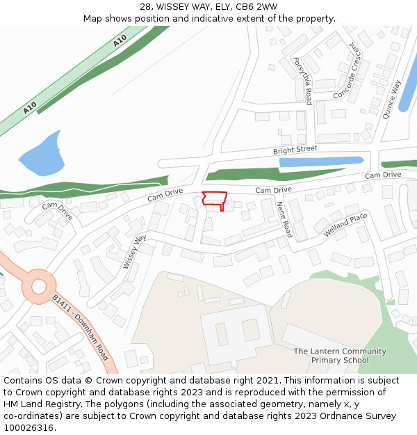 28, WISSEY WAY, ELY, CB6 2WW: Location map and indicative extent of plot