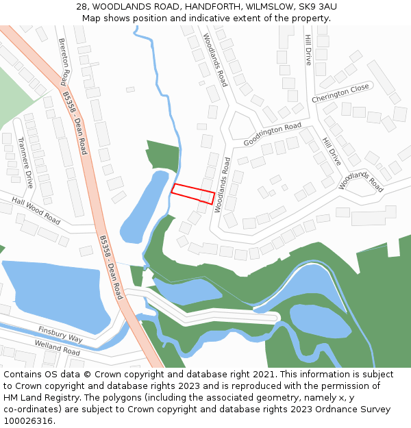 28, WOODLANDS ROAD, HANDFORTH, WILMSLOW, SK9 3AU: Location map and indicative extent of plot