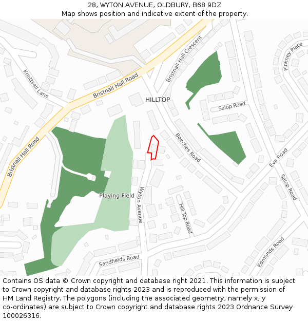 28, WYTON AVENUE, OLDBURY, B68 9DZ: Location map and indicative extent of plot