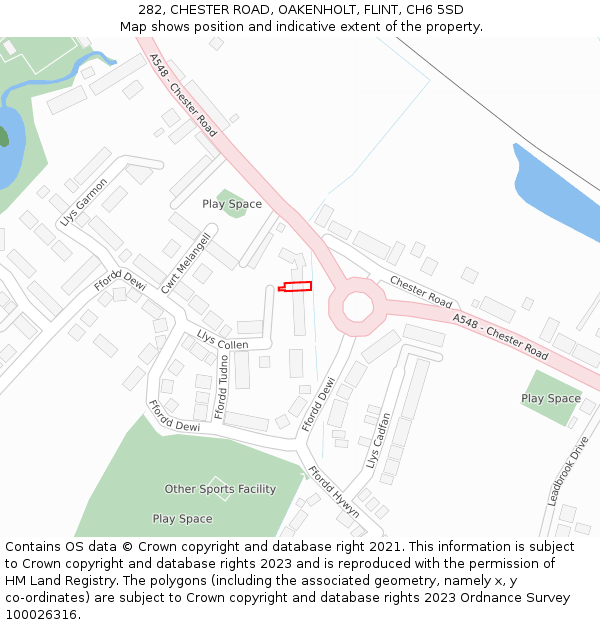 282, CHESTER ROAD, OAKENHOLT, FLINT, CH6 5SD: Location map and indicative extent of plot