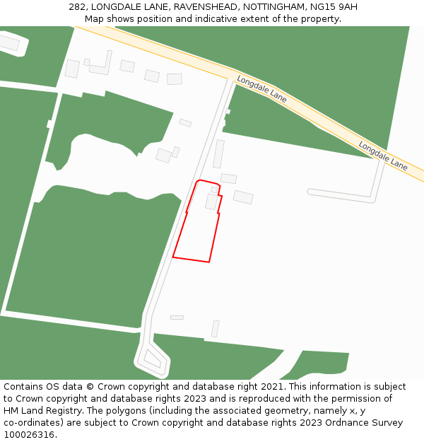 282, LONGDALE LANE, RAVENSHEAD, NOTTINGHAM, NG15 9AH: Location map and indicative extent of plot