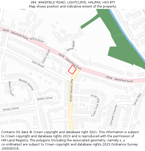 284, WAKEFIELD ROAD, LIGHTCLIFFE, HALIFAX, HX3 8TY: Location map and indicative extent of plot