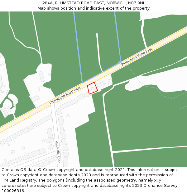 284A, PLUMSTEAD ROAD EAST, NORWICH, NR7 9NL: Location map and indicative extent of plot
