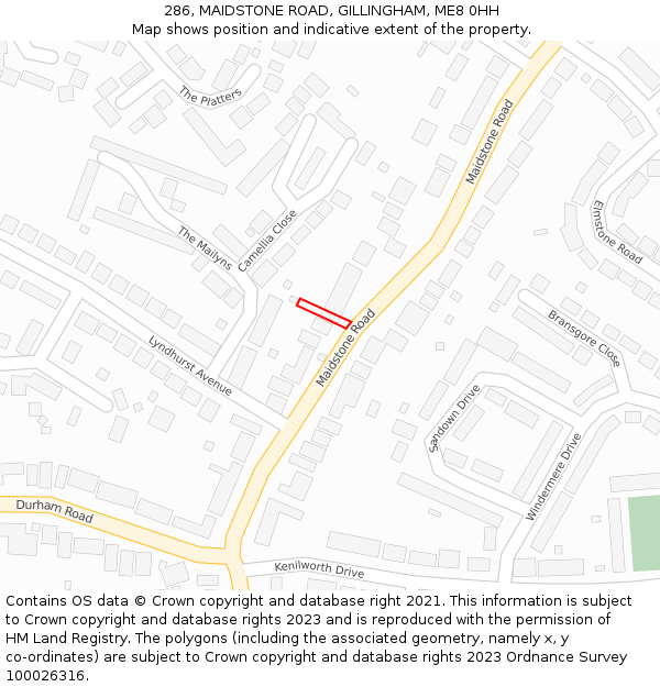286, MAIDSTONE ROAD, GILLINGHAM, ME8 0HH: Location map and indicative extent of plot
