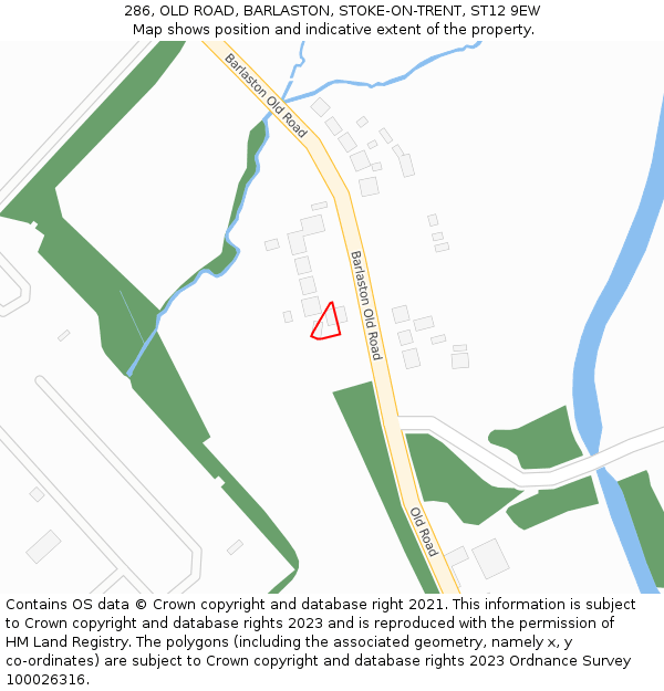 286, OLD ROAD, BARLASTON, STOKE-ON-TRENT, ST12 9EW: Location map and indicative extent of plot