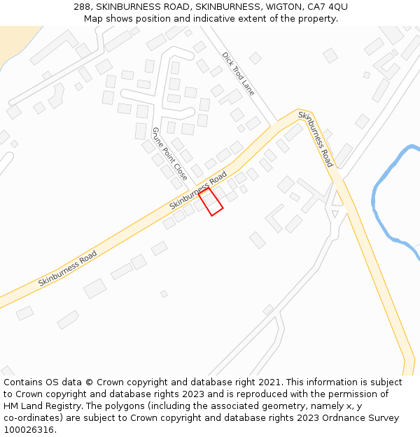 288, SKINBURNESS ROAD, SKINBURNESS, WIGTON, CA7 4QU: Location map and indicative extent of plot