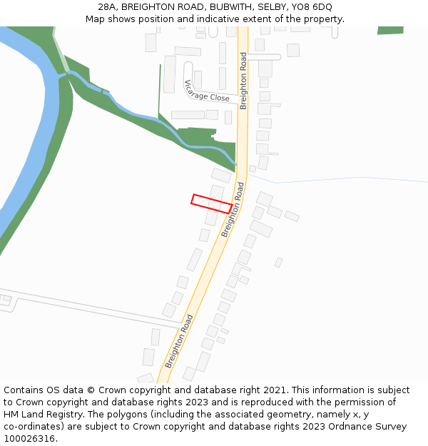 28A, BREIGHTON ROAD, BUBWITH, SELBY, YO8 6DQ: Location map and indicative extent of plot
