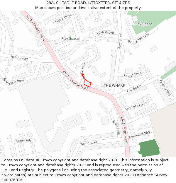 28A, CHEADLE ROAD, UTTOXETER, ST14 7BS: Location map and indicative extent of plot