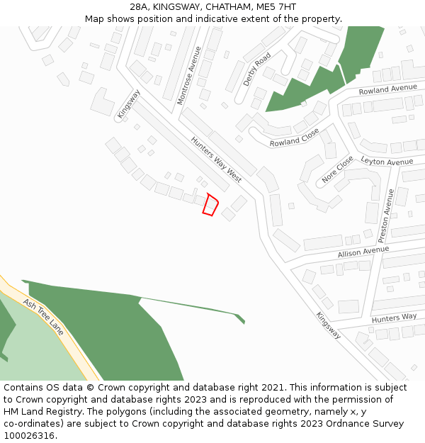 28A, KINGSWAY, CHATHAM, ME5 7HT: Location map and indicative extent of plot