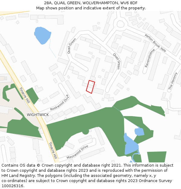 28A, QUAIL GREEN, WOLVERHAMPTON, WV6 8DF: Location map and indicative extent of plot