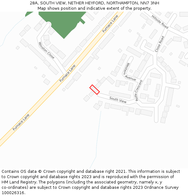 28A, SOUTH VIEW, NETHER HEYFORD, NORTHAMPTON, NN7 3NH: Location map and indicative extent of plot