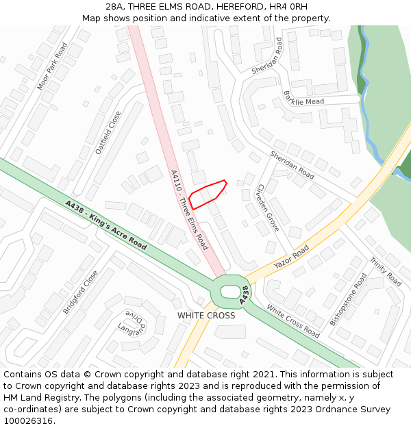 28A, THREE ELMS ROAD, HEREFORD, HR4 0RH: Location map and indicative extent of plot