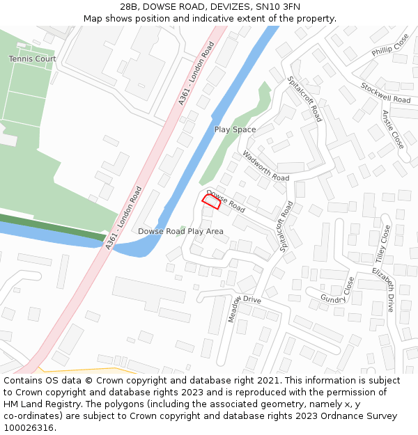 28B, DOWSE ROAD, DEVIZES, SN10 3FN: Location map and indicative extent of plot