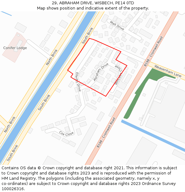 29, ABRAHAM DRIVE, WISBECH, PE14 0TD: Location map and indicative extent of plot