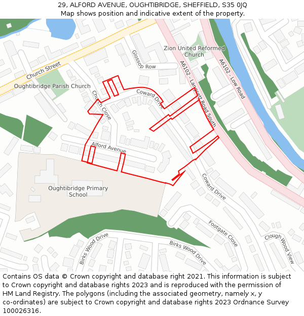29, ALFORD AVENUE, OUGHTIBRIDGE, SHEFFIELD, S35 0JQ: Location map and indicative extent of plot