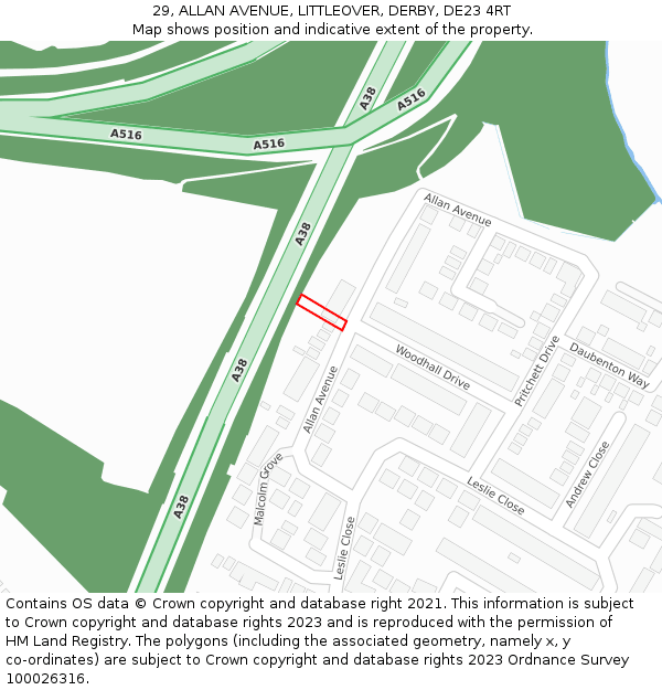 29, ALLAN AVENUE, LITTLEOVER, DERBY, DE23 4RT: Location map and indicative extent of plot