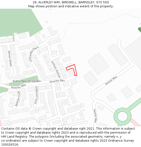 29, ALVERLEY WAY, BIRDWELL, BARNSLEY, S70 5SS: Location map and indicative extent of plot