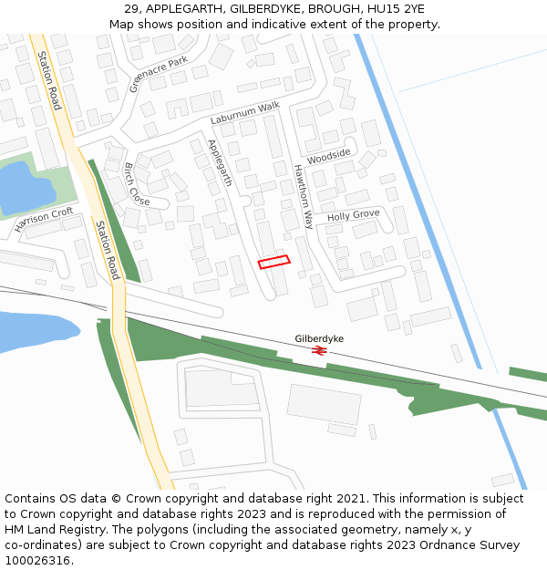 29, APPLEGARTH, GILBERDYKE, BROUGH, HU15 2YE: Location map and indicative extent of plot