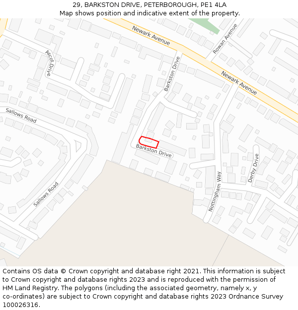29, BARKSTON DRIVE, PETERBOROUGH, PE1 4LA: Location map and indicative extent of plot