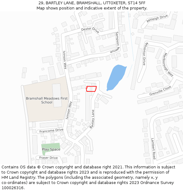 29, BARTLEY LANE, BRAMSHALL, UTTOXETER, ST14 5FF: Location map and indicative extent of plot