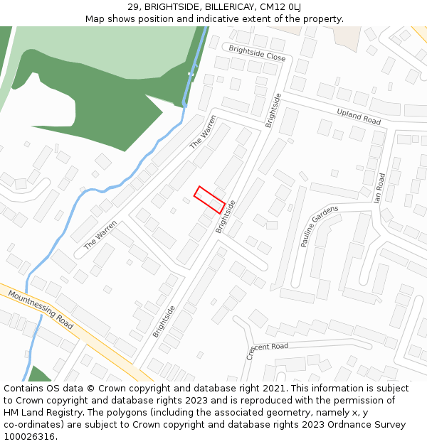 29, BRIGHTSIDE, BILLERICAY, CM12 0LJ: Location map and indicative extent of plot