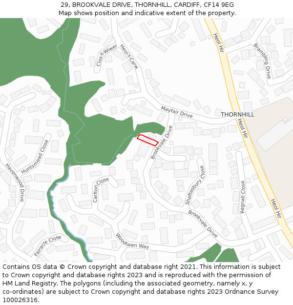 29, BROOKVALE DRIVE, THORNHILL, CARDIFF, CF14 9EG: Location map and indicative extent of plot