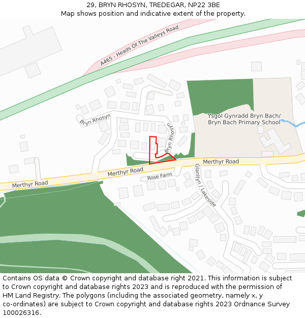 29, BRYN RHOSYN, TREDEGAR, NP22 3BE: Location map and indicative extent of plot