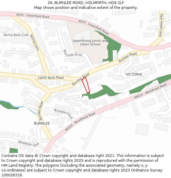 29, BURNLEE ROAD, HOLMFIRTH, HD9 2LF: Location map and indicative extent of plot