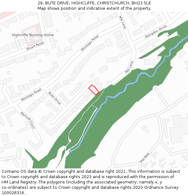 29, BUTE DRIVE, HIGHCLIFFE, CHRISTCHURCH, BH23 5LE: Location map and indicative extent of plot