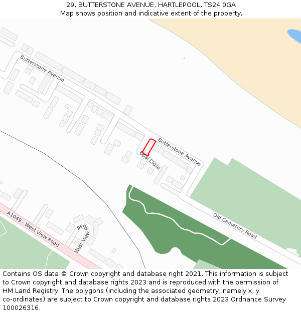29, BUTTERSTONE AVENUE, HARTLEPOOL, TS24 0GA: Location map and indicative extent of plot