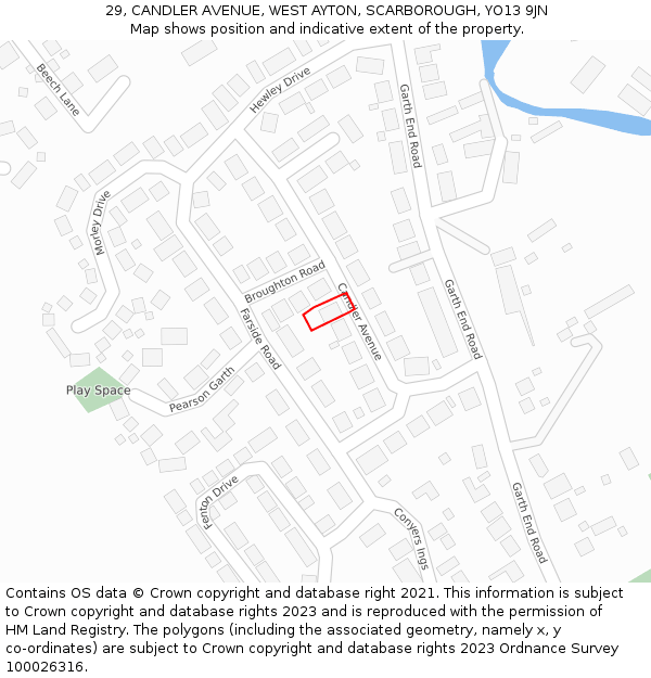 29, CANDLER AVENUE, WEST AYTON, SCARBOROUGH, YO13 9JN: Location map and indicative extent of plot