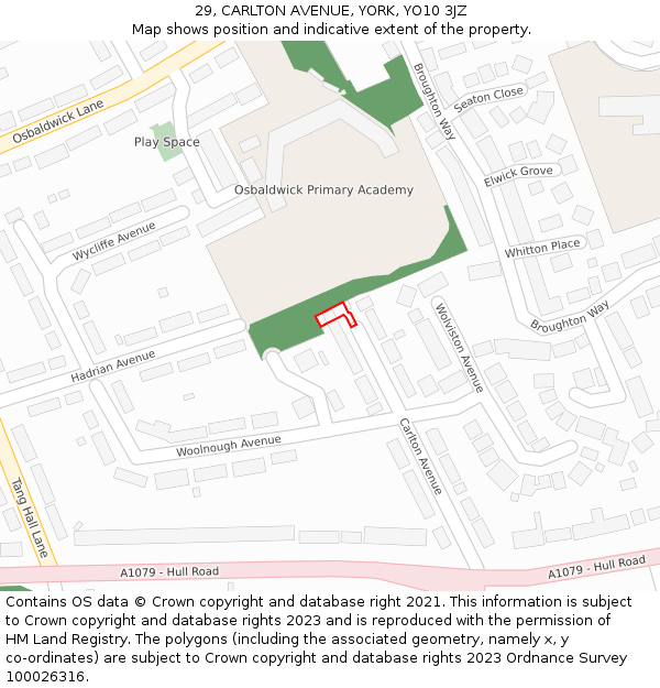 29, CARLTON AVENUE, YORK, YO10 3JZ: Location map and indicative extent of plot